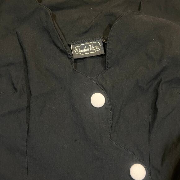 Voodoo Vixen Women Large Pin Up Black White Button Goth Belted Sleeveless - Picture 1 of 7